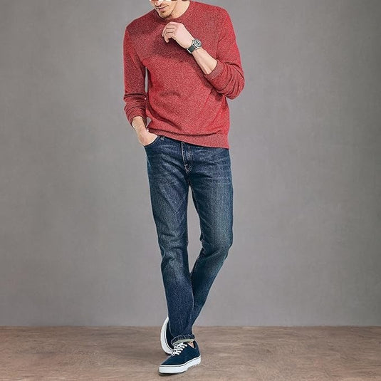 Translation missing: en.Nautica Men's Sustainably Crafted Textured Crewneck Sweater, Tango Red-Medium