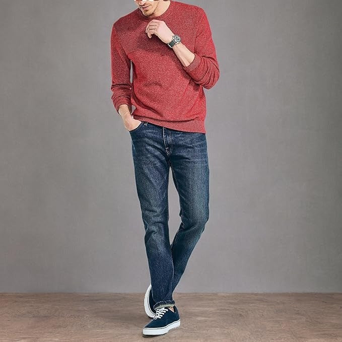 Translation missing: en.Nautica Men's Sustainably Crafted Textured Crewneck Sweater, Tango Red-Medium