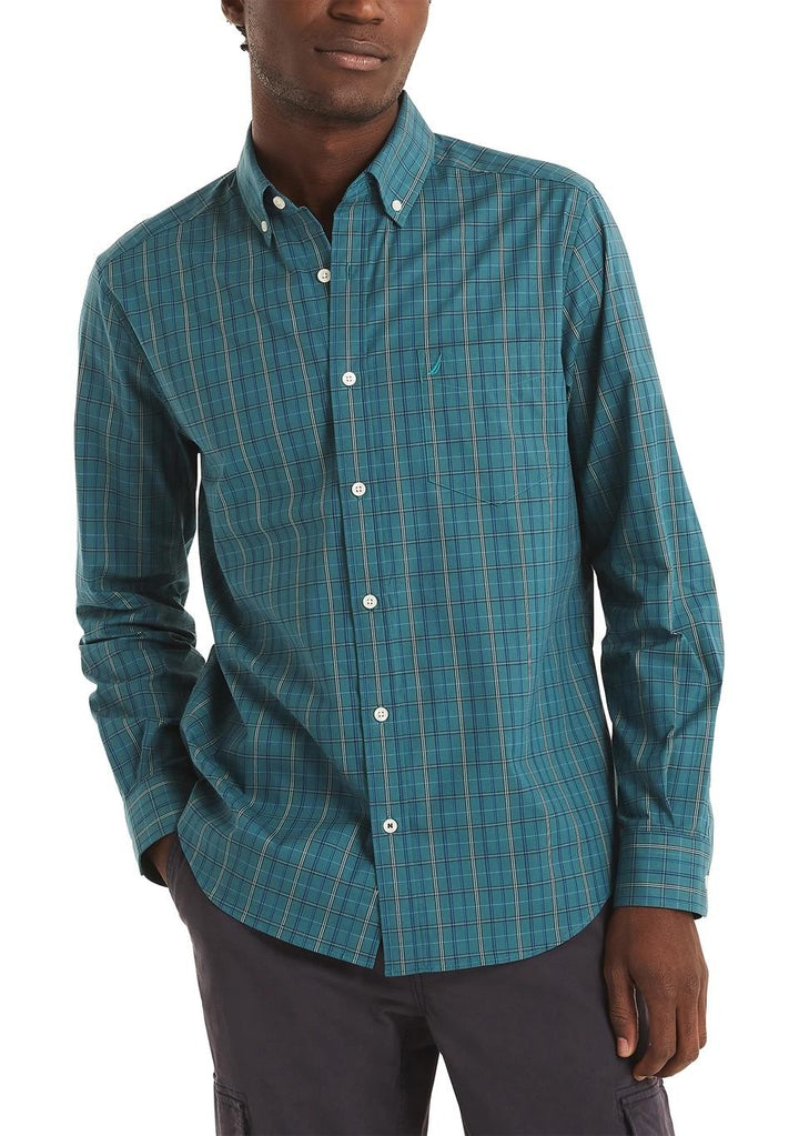 Translation missing: en.Nautica Mens Wear To Work Wrinkle-Resistant Plaid Shirt Deep Atlantic-2XL