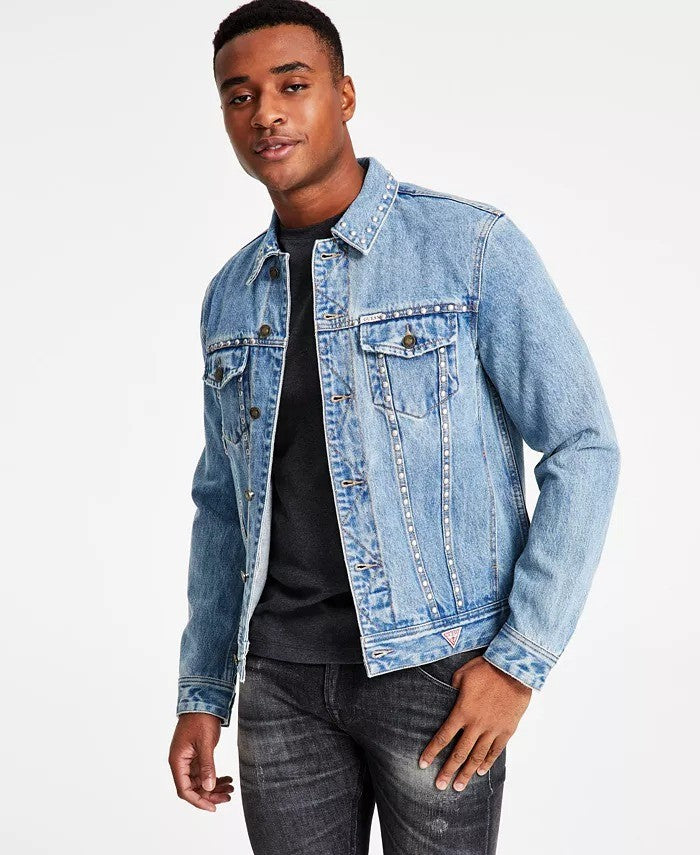 Translation missing: en.Guess Men's Dillon Studded Denim Jacket Floyd Blue-Medium