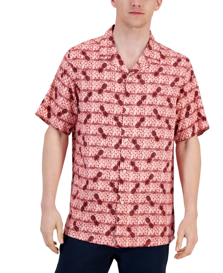 Translation missing: en.Club Room Men's Silk/Rayon Short-Sleeve Elevated Pineapple Shirt Red Combo-XL