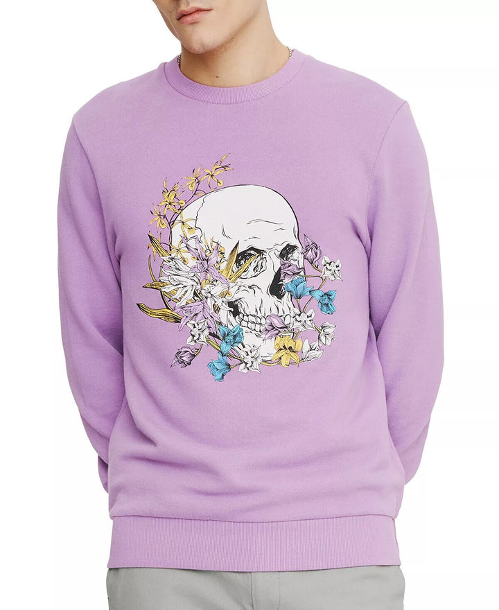 Translation missing: en.Eleven Paris Men's Floral Skull Fleece Sweatshirt in African Violet - Size 2XL