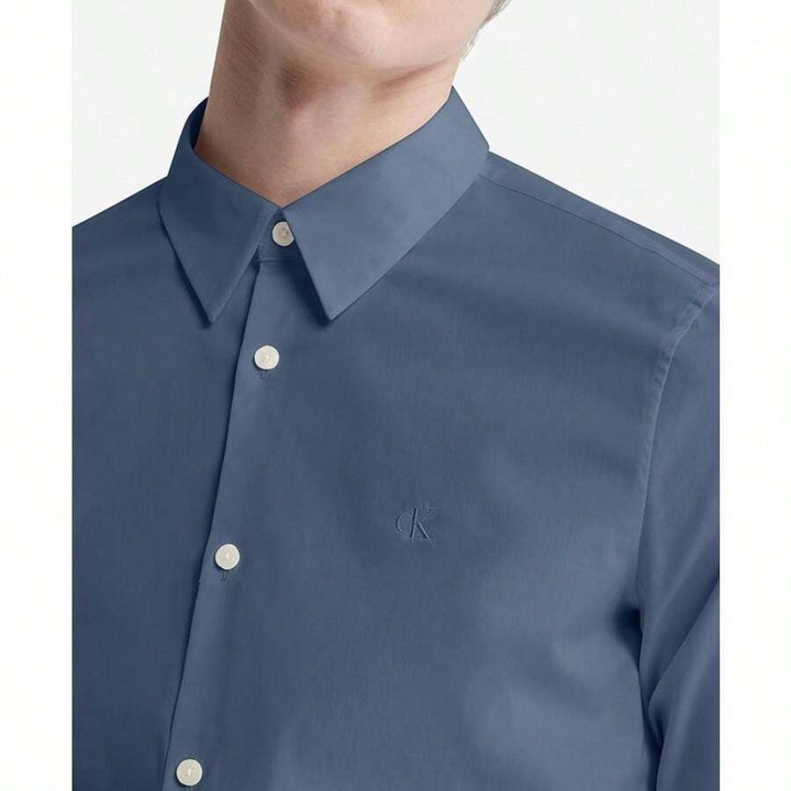 Translation missing: en.Calvin Klein Men's Slim-Fit Refined Button-Down Shirt Infinity Blue-XL