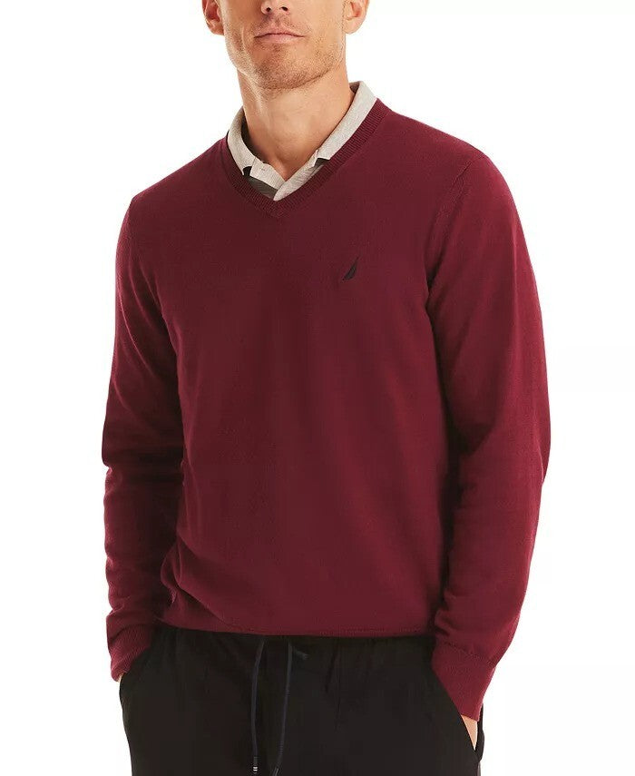 Translation missing: en.Nautica Men's Navtech Classic-Fit Soft V-Neck Sweater Deep Crimson - 2XL