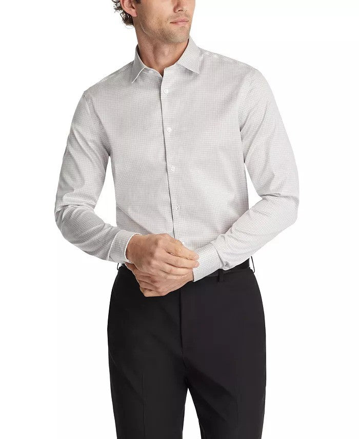 Translation missing: en.Calvin Klein Dress Shirt Mens L16.5 32/33 Taupe Refined Cotton Reg Fit Stretch