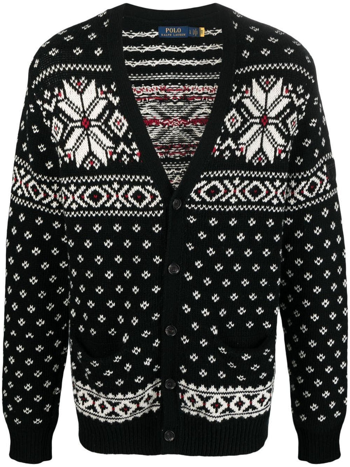 Translation missing: en.Polo Ralph Lauren Men's Snowflake Cotton-Cashmere Cardigan Black Multi-XL