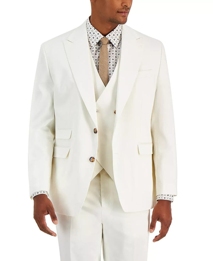 Translation missing: en.Tayion Collection Acontour Men's Cotton Blend Suit Separate Jacket in White-46L