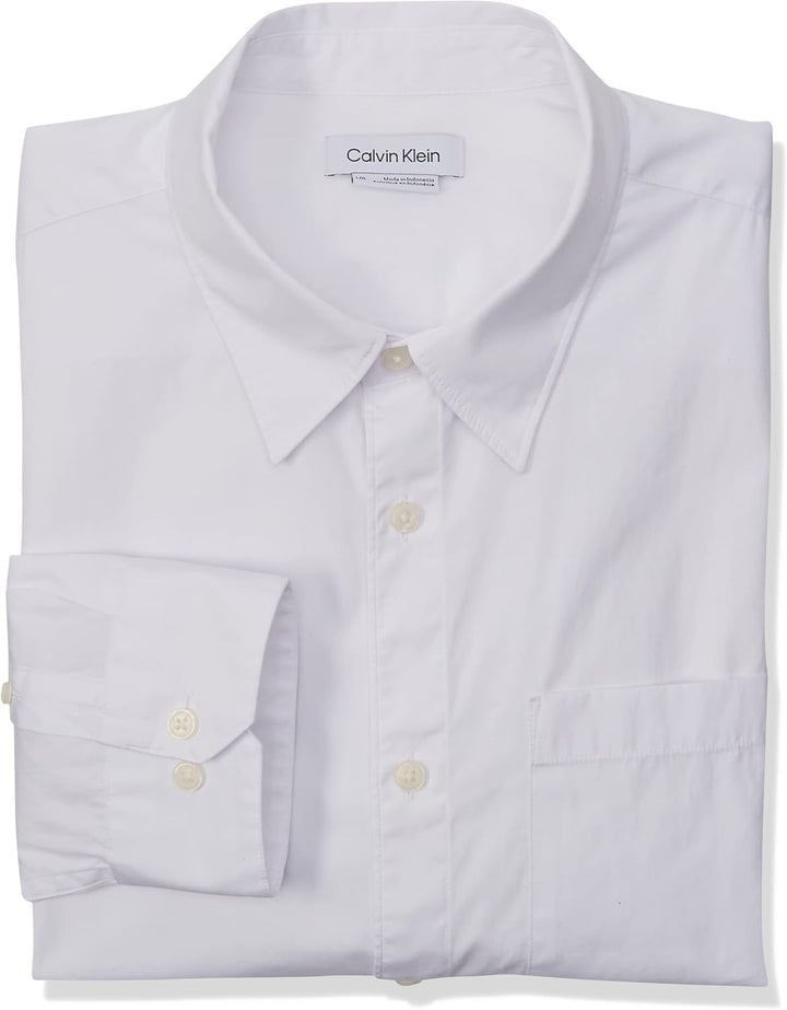 Translation missing: en.Calvin Klein Men's Solid Patch Pocket Button Down Easy Shirt White-XL