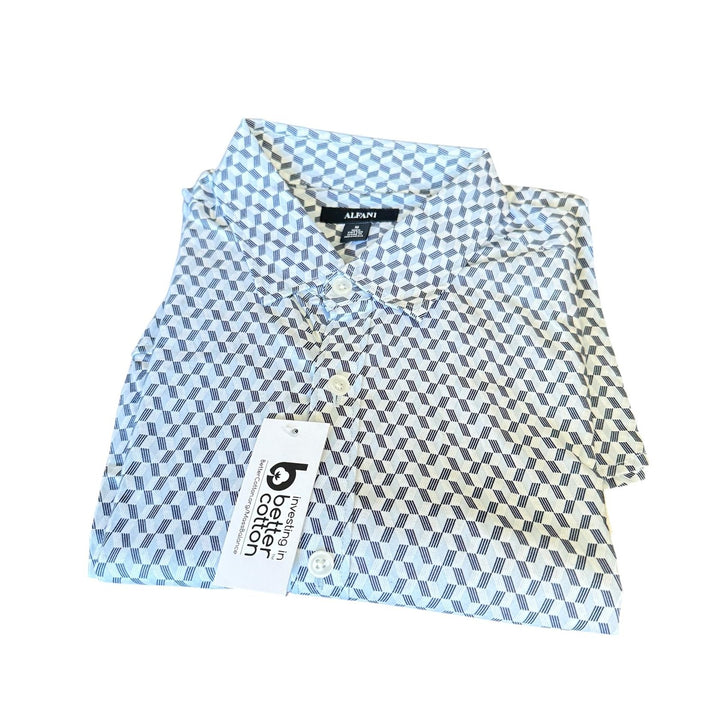 Translation missing: en.Alfani Men's Regular-Fit Stretch Chevron Geo-Print Shirt Croquis Blue-Medium