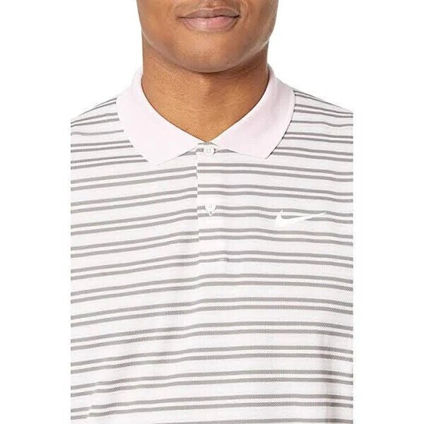 Translation missing: en.Nike Men's Dri-fit Golf Victory Striped Polo Shirt in Pink Foam / Dust/ White-Sm