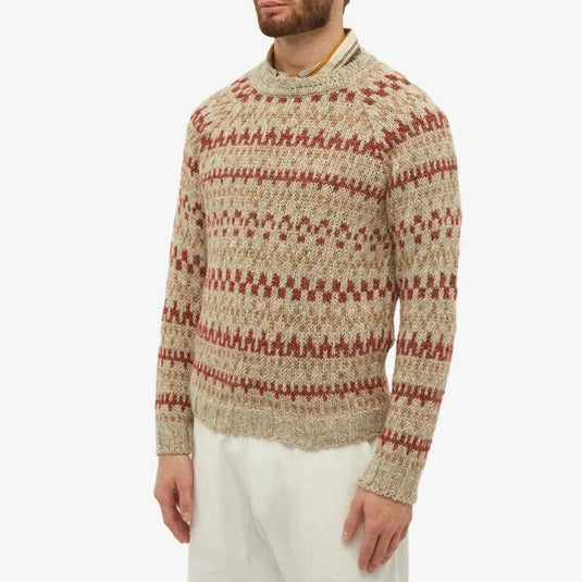 Translation missing: en.A.P.C. Men's Leonhard Crewneck Geometric Print Sweater Mastic Chine Multi-Small
