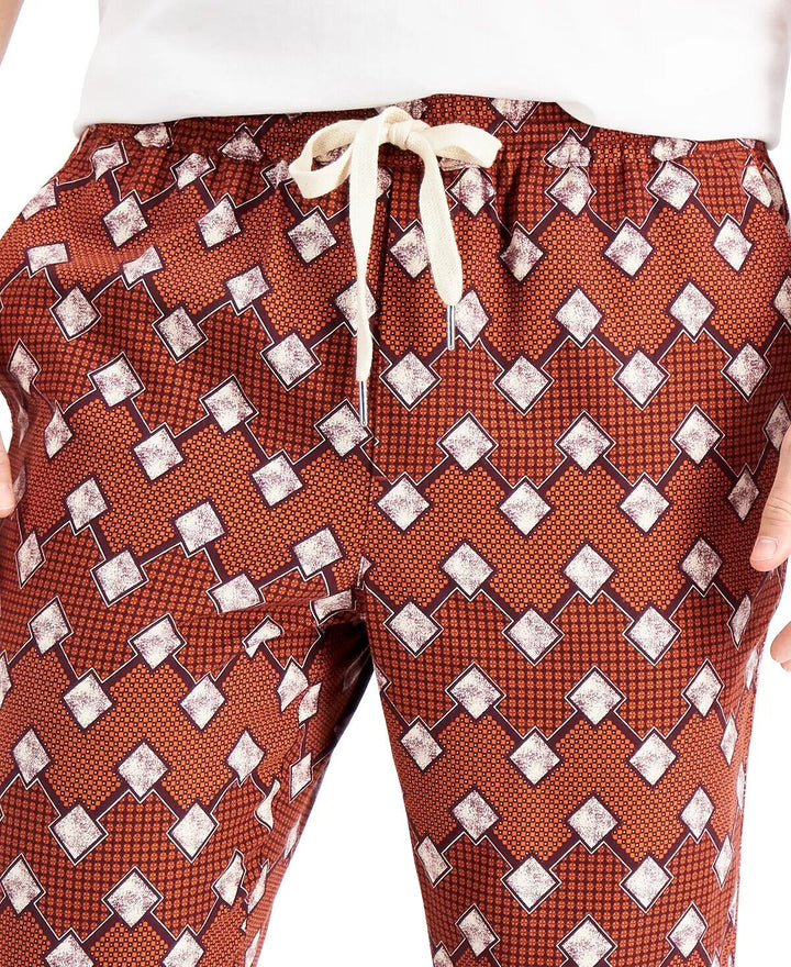 Translation missing: en.Tasso Elba Men's Geo-Print Drawstring Pants in Orange/Red combo-Size XL