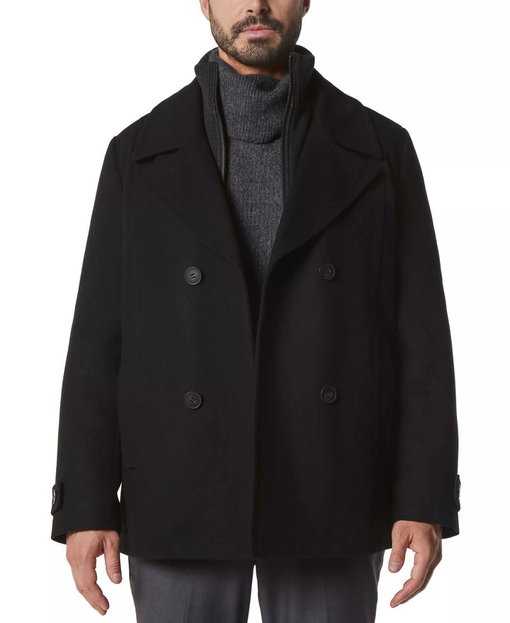 Translation missing: en.Marc New York Men's Danton Peacoat with Inset Bib Wool Blend Black-Size XL