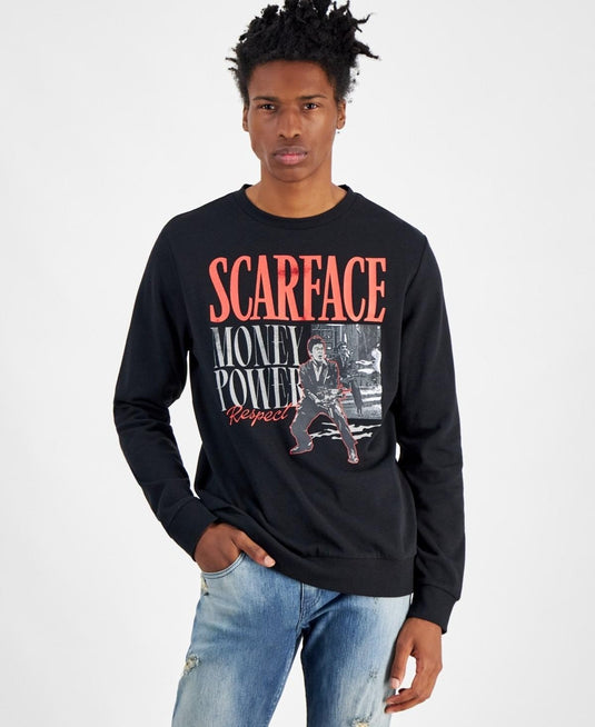 Translation missing: en.Hybrid Men's Scarface Miami Regular-Fit Printed Fleece Sweatshirt - Black-Large