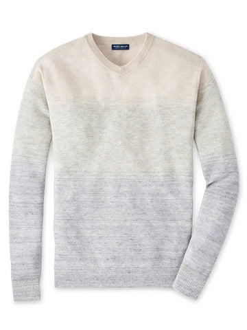 Translation missing: en.Peter Millar Crown Crafted Camden High V Neck Striped Sweater British Gray-2XL
