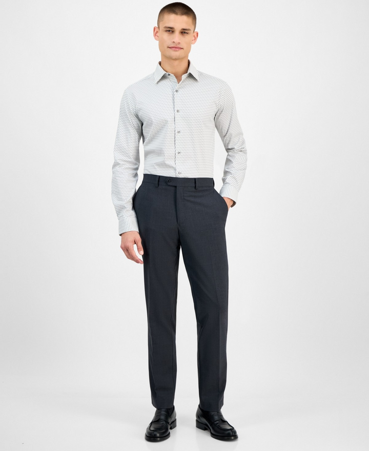 Translation missing: en.Alfani Men's Geo-Print Dress Shirt Slim Fit White Gray Stretch-15-15.5 32/33