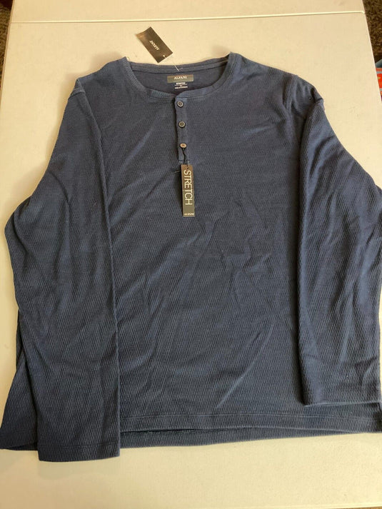 Translation missing: en.Alfani Men's Classic Fit Mesh Henley Shirt in Neo Navy-XL