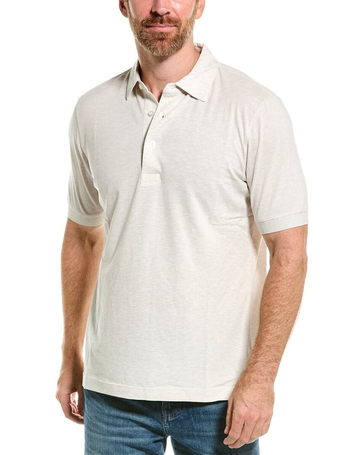 Translation missing: en.Scott Barber Men's Piqué Regular Fit Cotton/Silk Polo Tan-Size Large