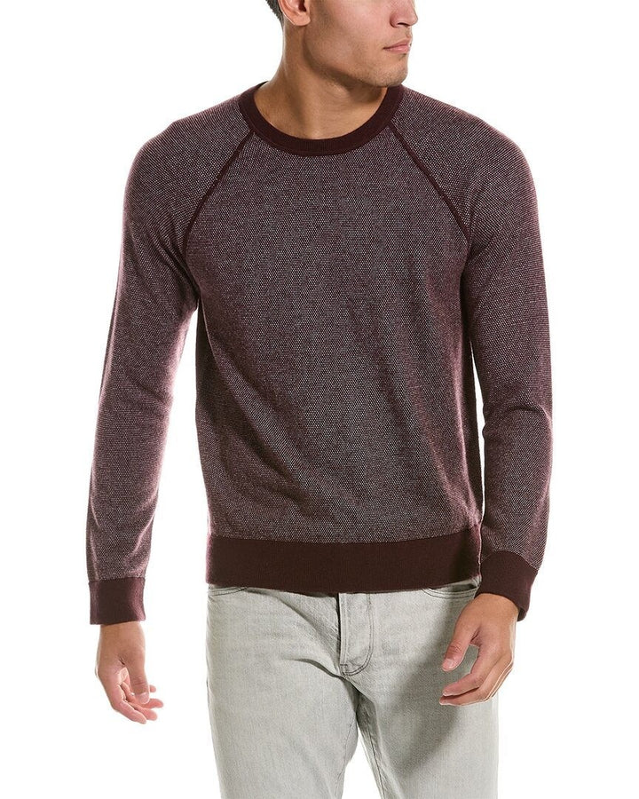 Translation missing: en.Vince Mens Birdseye Wool &amp; Cashmere Raglan Sweater in Deep Wine-XL
