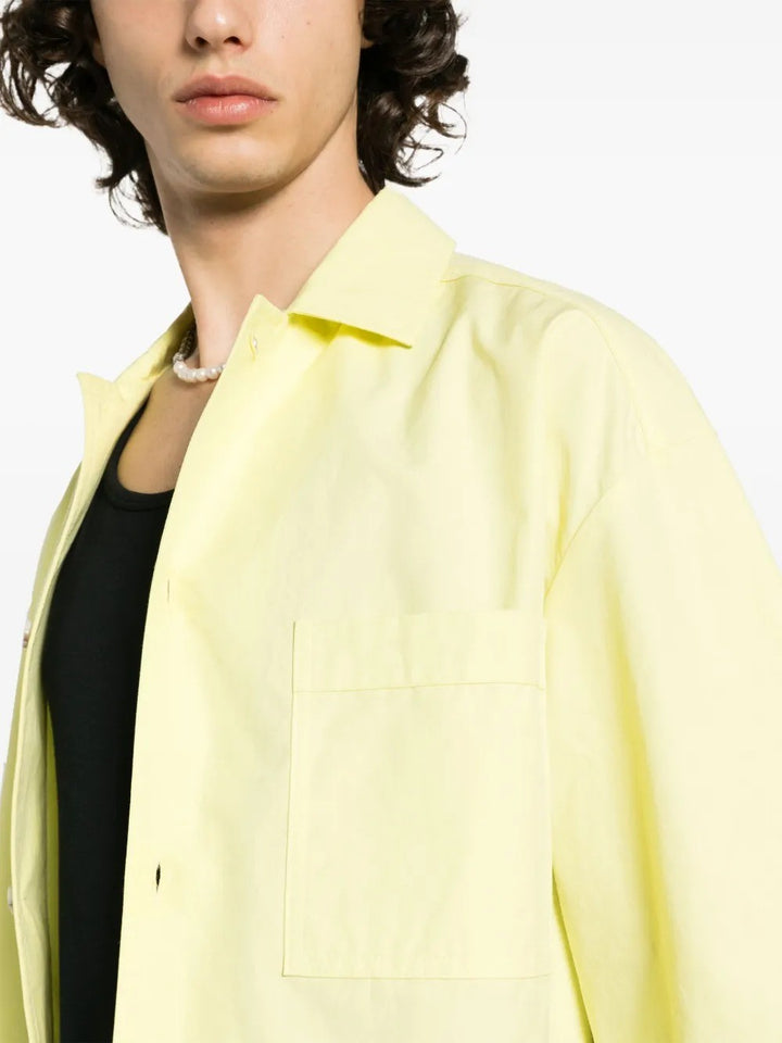 Translation missing: en.Nanushka Mens Caspian Heavy Poplin Cotton Lumen Yellow Button Shirt-Medium
