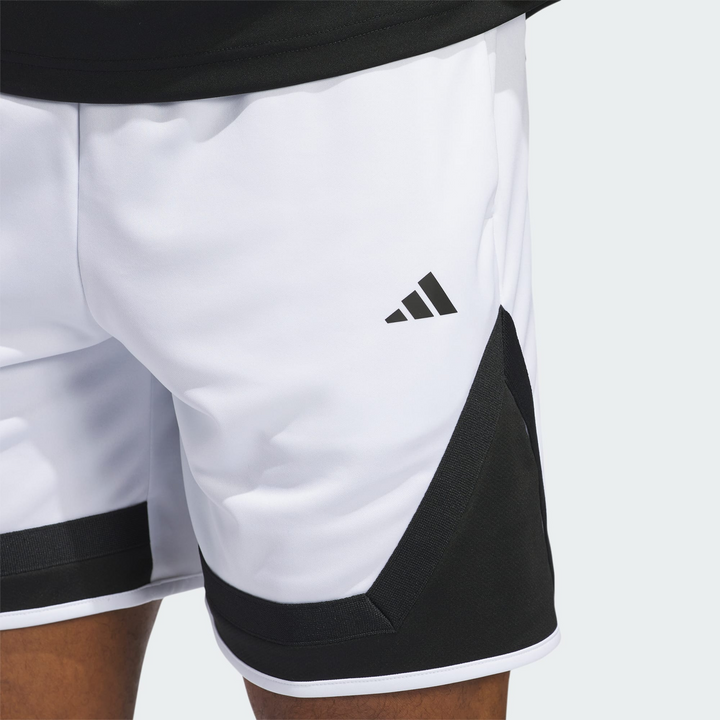 Translation missing: en.adidas Men's Pro Block Basketball Aeroready Shorts 11in Inseam White Black-Small