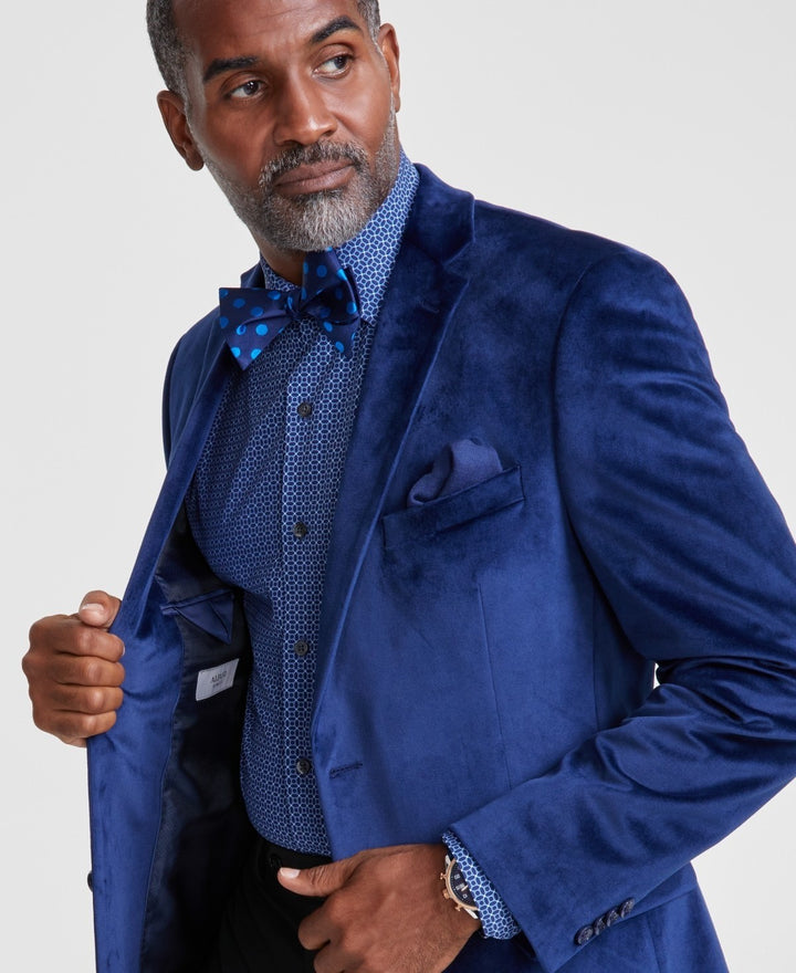 Translation missing: en.Alfani Men's Slim-Fit Solid Velvet Sport Coat in Navy-36R