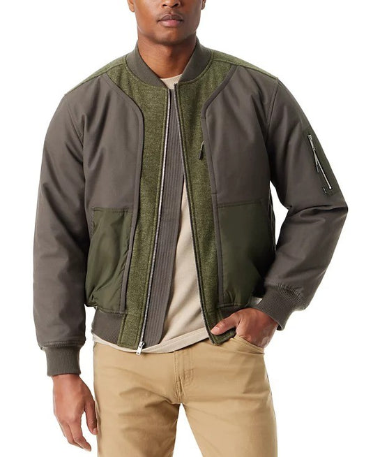 Translation missing: en.Bass Outdoor Bomber Jacket Mens Small Green Hero Mixed Media Zip-Front Bomber