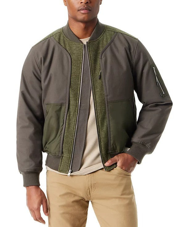 Translation missing: en.Bass Outdoor Bomber Jacket Mens Small Green Hero Mixed Media Zip-Front Bomber