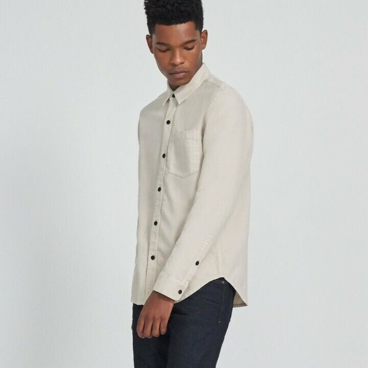 Translation missing: en.J Brand Tertium Woven Slim Fit Button Down Shirt in Natural-Size Large