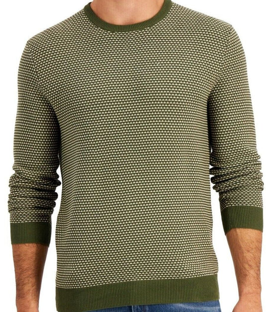 Translation missing: en.Club Room Men's Elevated Tonal Textured Sweater in Olive Green-Size XL