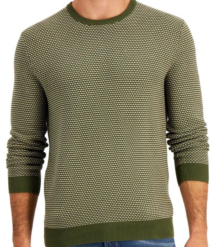 Translation missing: en.Club Room Men's Elevated Tonal Textured Sweater in Olive Green-Size XL