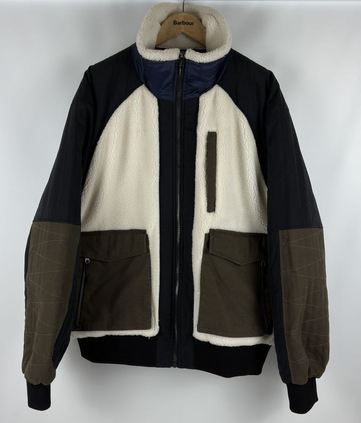 Translation missing: en.Bass Outdoor Men's Mixed-Media Full-Zip Bomber Jacket - Antique White Multi-XL