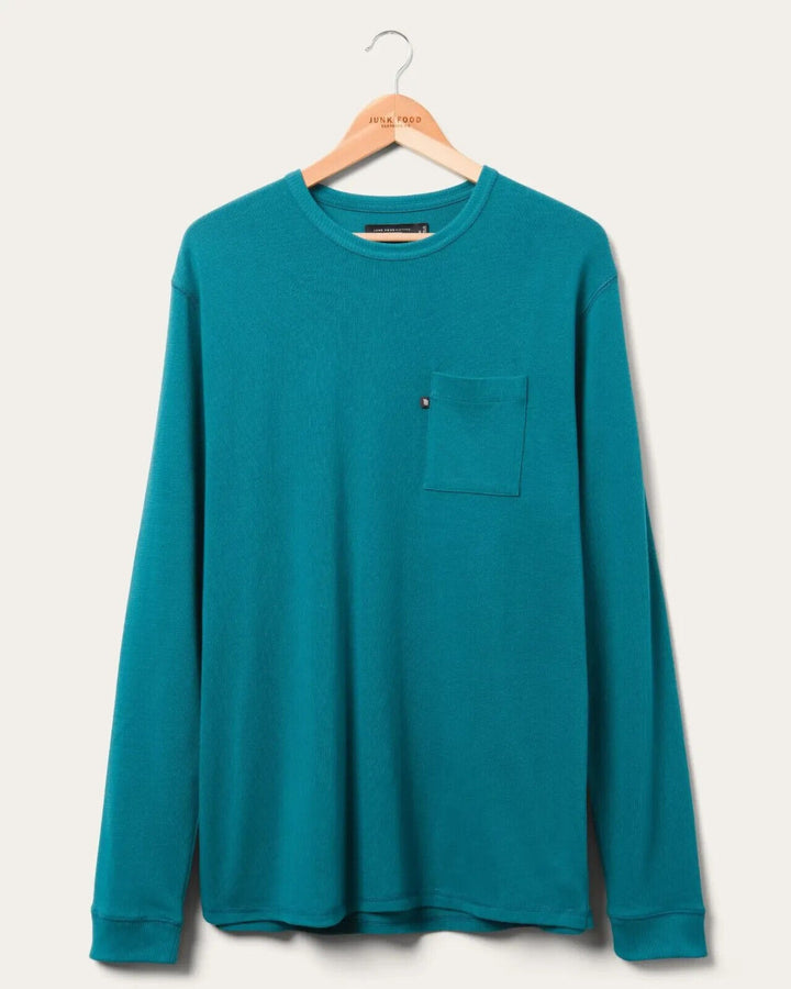 Translation missing: en.Junk Food Clothing Men's Porter Long Sleeve Boxy Pocket Tshirt in Coral-Size L