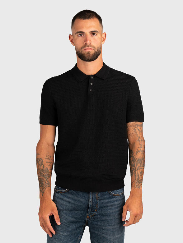 Translation missing: en.Guess Men's Raymond Short Sleeve Textured Polo Shirt Jet Black-2XL
