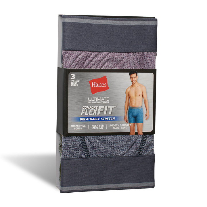 Translation missing: en.Hanes Men's Ultimate 3pk. ComfortFlex Stretch Boxer Briefs Multi-Small 28-30W