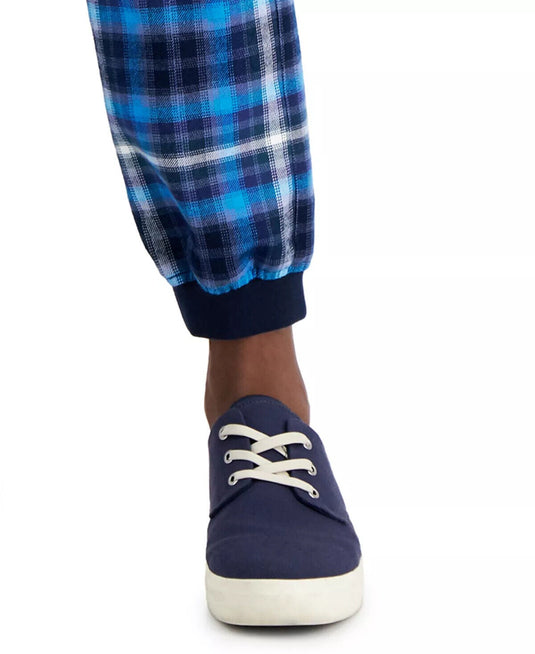 Translation missing: en.Sun + Stone Men's Donnie Regular-Fit Plaid Joggers in Blue-Size XL