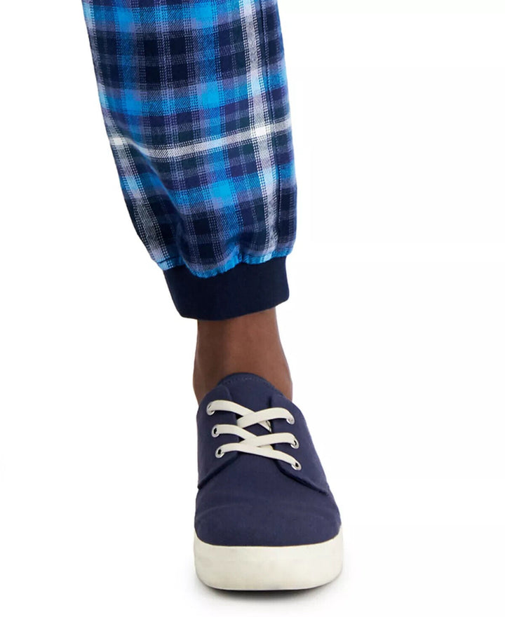Translation missing: en.Sun + Stone Men's Donnie Regular-Fit Plaid Joggers in Blue-Size XL