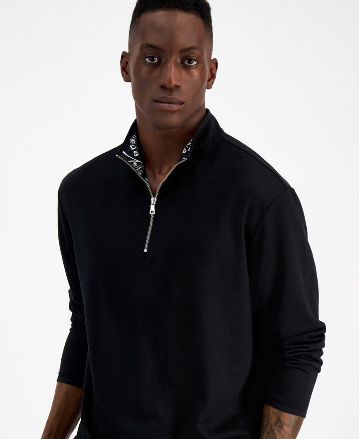 Translation missing: en.International Concepts Men's Half-Zip Sweatshirt Deep Black-Small