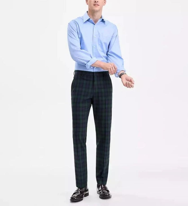 Translation missing: en.Tommy Hilfiger Men's Tate Modern-Fit Stretch Dress Fall Pants Blue Plaid-33x32