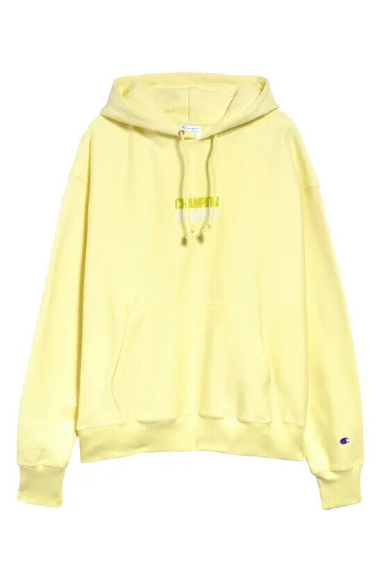 Translation missing: en.Champion Men's Relax-Fit Reverse Weave Logo Hoodie Lemon Glacier-Small