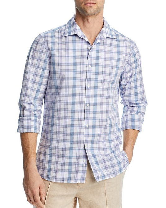 Translation missing: en.The Men's Store at Major Dept Store Casual Stretch Plaid Slim Shirt Blue-2XL