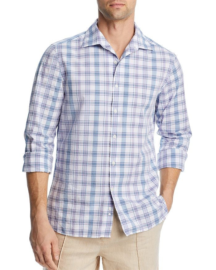 Translation missing: en.The Men's Store at Major Dept Store Casual Stretch Plaid Slim Shirt Blue-2XL