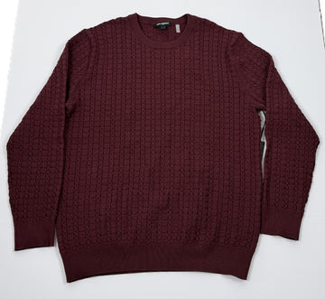 Translation missing: en.Karl Lagerfeld Paris Men's Crewneck Sweater Cable Knit Reg Fit Wine-2XL