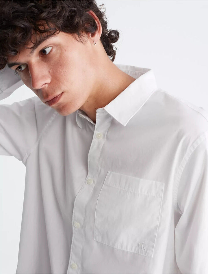 Translation missing: en.Calvin Klein Men's Solid Patch Pocket Button Down Easy Shirt White-XL