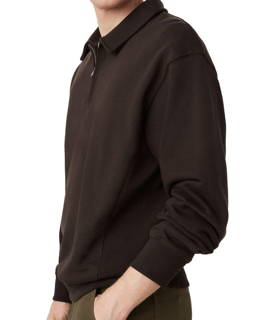 Translation missing: en.Frank And Oak Men's Loose-Fit 1/2-Zip French Terry Sweatshirt Chocolate Torte-XL