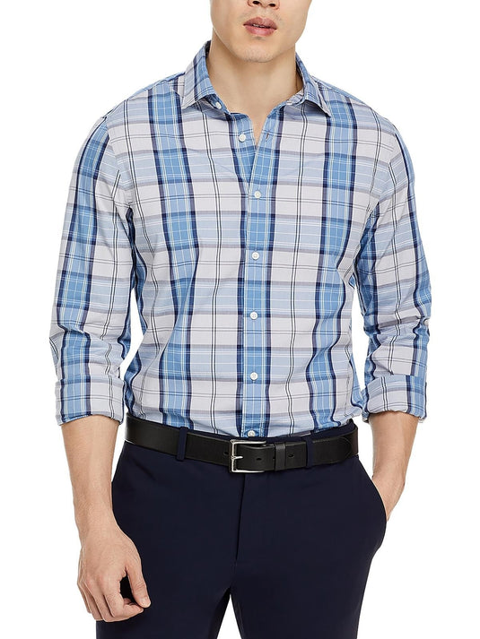 Translation missing: en.The Mens Store Casual Stretch Slim Fit Plaid Button-Down Shirt Blue Multi-Medium