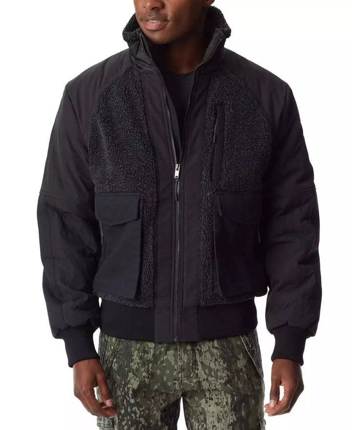 Translation missing: en.Bass Outdoor Men's Mixed-Media Full-Zip Bomber Jacket - Caviar-Medium