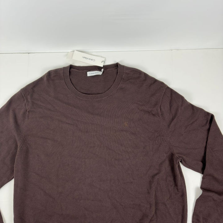 Translation missing: en.Calvin Klein Men's Smooth Cotton Monogram Logo Sweater Java Brown-2XL