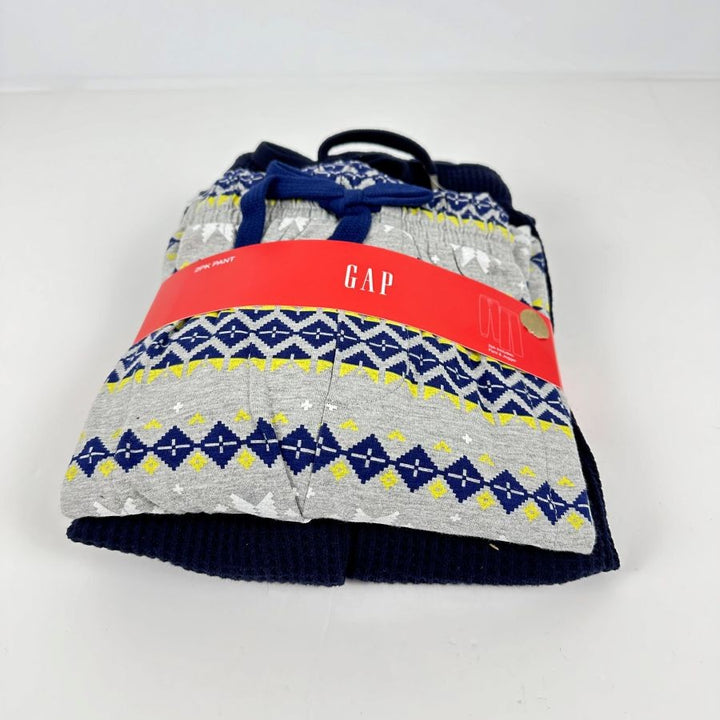 Translation missing: en.Gap Mens 2Pk. Waffle-Knit Jogger-Leg Pajama Pants Navy &amp; Fair Isle Grey-XL