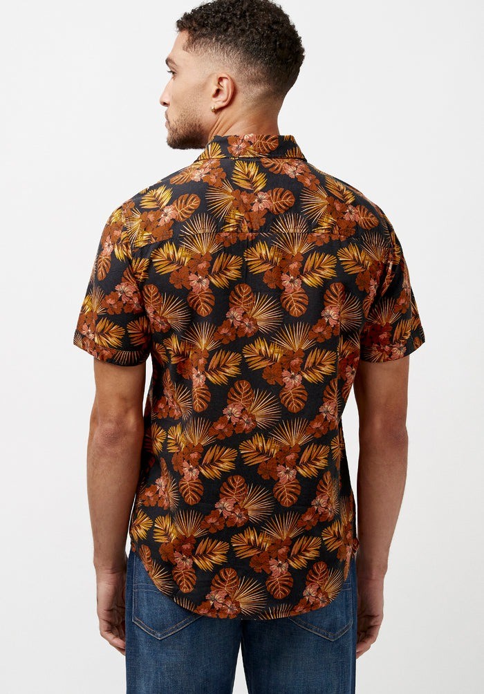 Translation missing: en.Buffalo David Bitton Simad Leaf Print Slim Fit Shirt Dusty Orange-Medium